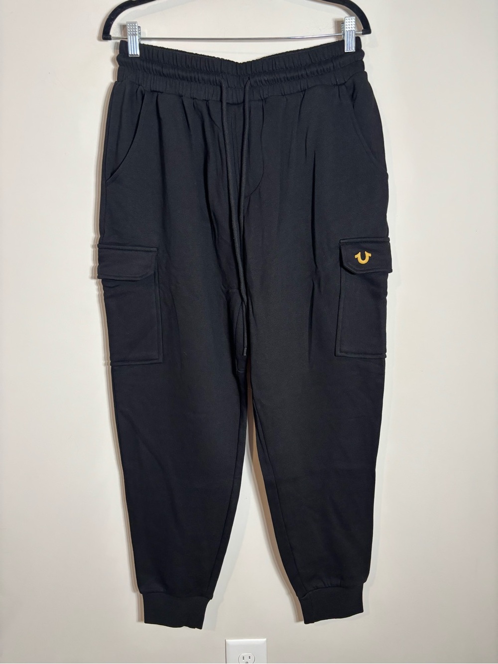 True Religion Cargo Joggers Sweatpants Large Thick Stitch